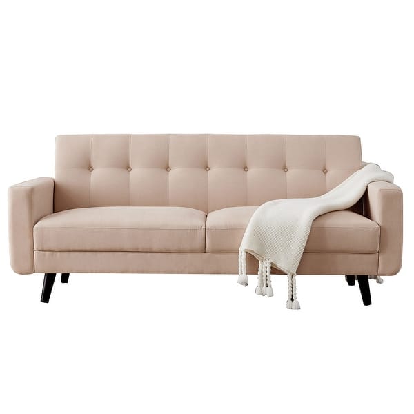 Art Leon Tufted Back Fabric Couch Sofa With Solid Wood Overstock 32454161