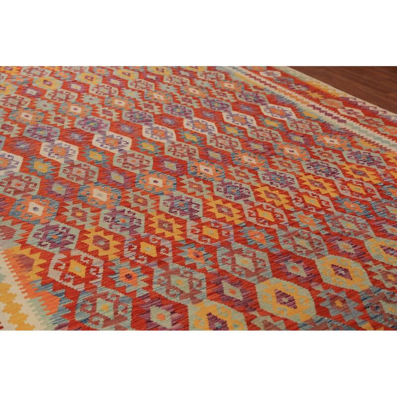 South Western Style Kilim Oriental Large Rug Hand-Woven Wool Carpet - 10'4"x 16'3"