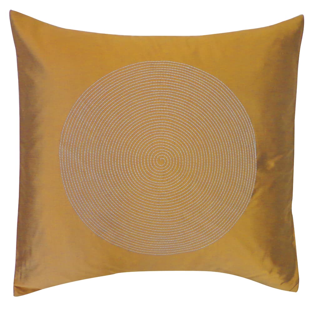 Jiti Gold Oriental Border Square Accent Handmade Linen Pillow