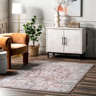 Nuloom Varela SpinClean Traditional Medallion Machine Washable Area Rug