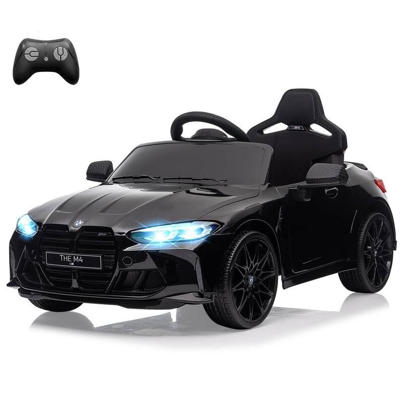 12V Ride On Toy Car for Kids with Remote Control and LED Light - Black