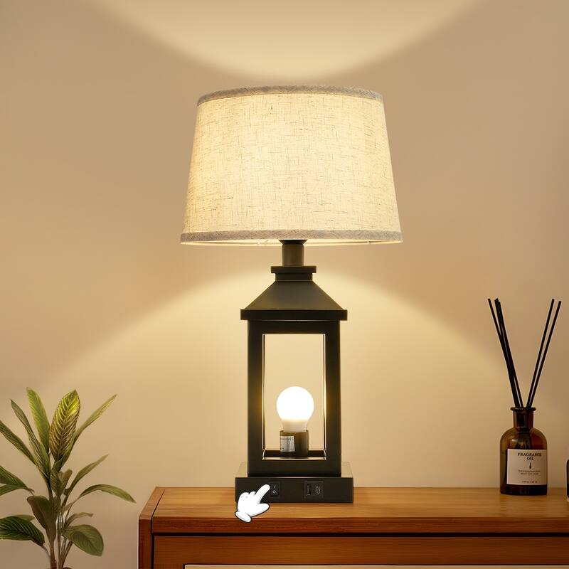 20.5in Table Lamp for Living Room, 3-Way Dimmable Touch Control Modern Nightstand Lamp with 2 Light (Bulbs Included)
