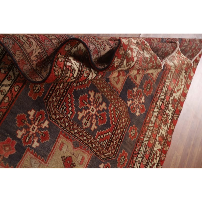 Blue Ardebil Persian Runner Rug Hand-knotted Vintage Wool Carpet - 4'4"x 10'4"