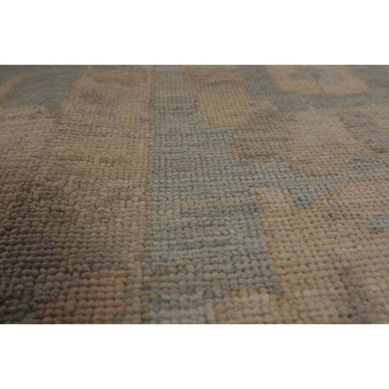 Vegetable Dye Blue Oushak Turkish Rug Handmade Oriental Wool Carpet - 8'10"x 11'8"
