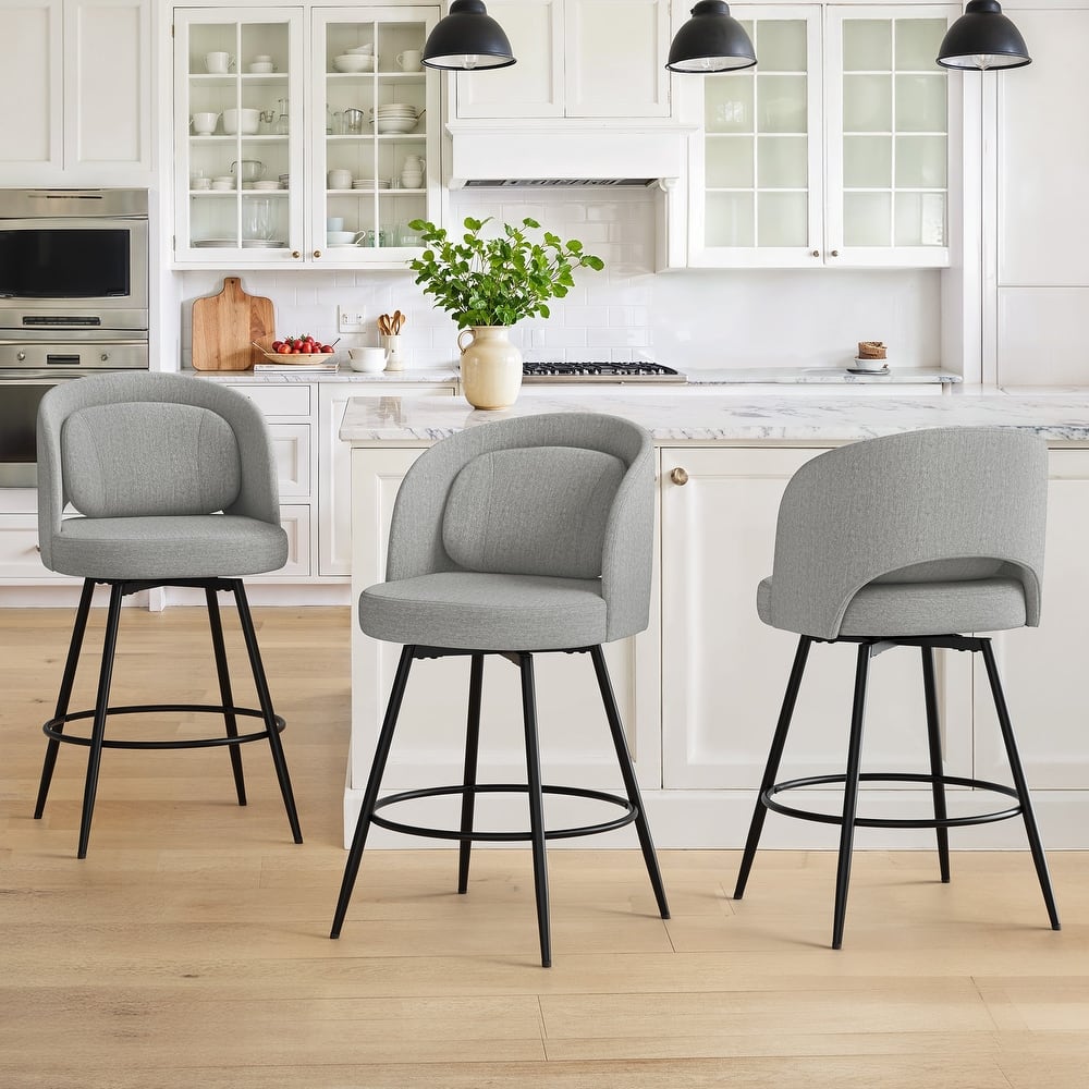 Swivel Bar Stools Set Of 2/3/4, Metal Bar Stools, Modern Upholstered Bar Stools For Kitchen Island - 20.3"W X 20.3"D X 39"H