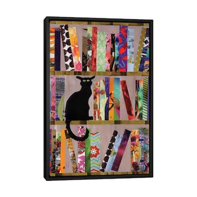 iCanvas "Bookcat" by Artpoptart Framed Canvas Print