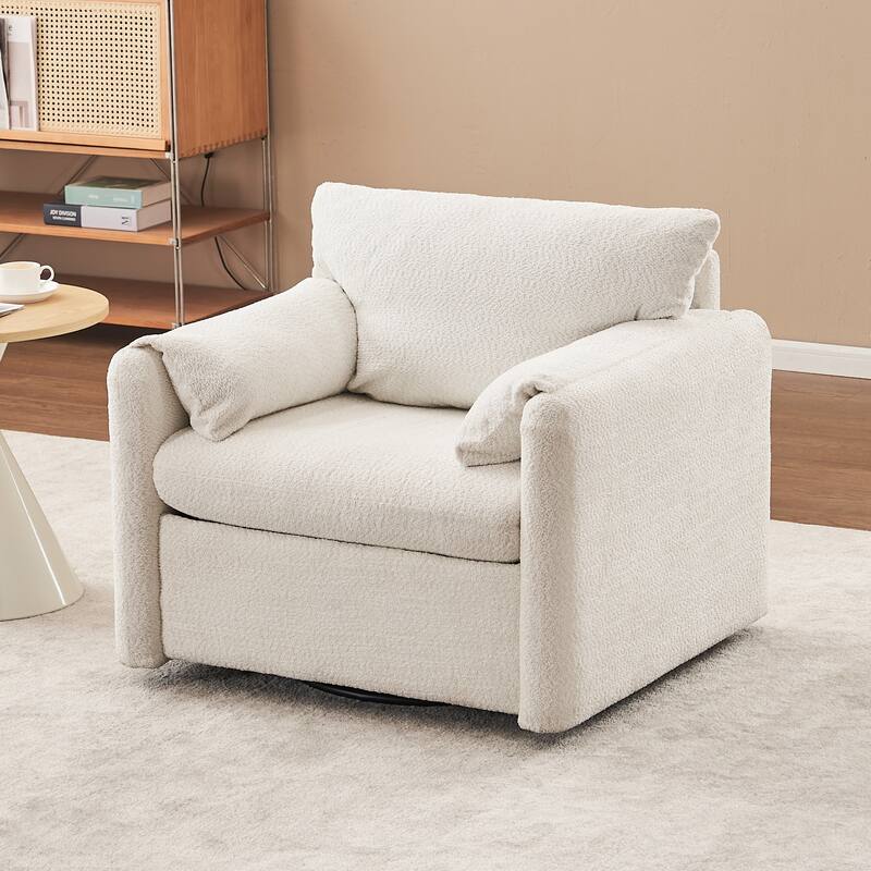 001 Swivel-Modern Swivel Accent Chair Single Seater - 360° Rotating Lounge Chair with Chenille Fabric & High-Resilience