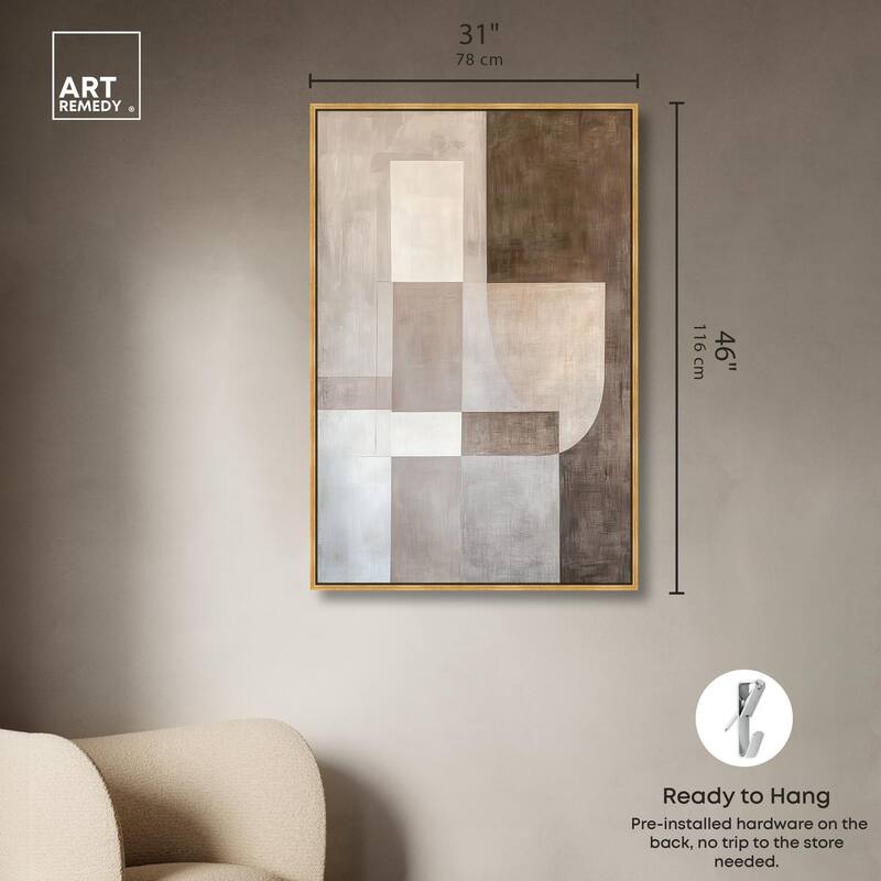 Neutral Tone Blocks I Canvas by Art Remedy