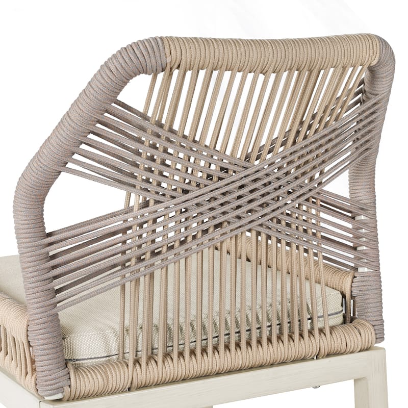 2 Set Modern Aluminum Twill Woven Outdoor Bar Stool Chair Set, Counter Height Stool with Back and Cushion - 40.6"H