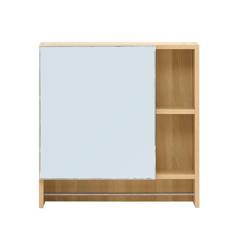 Wall-Mounted Bathroom Mirror Cabinet with Shelves, Towel Rack, and Storage Compartments，Over the Toilet Medicine Cabinet