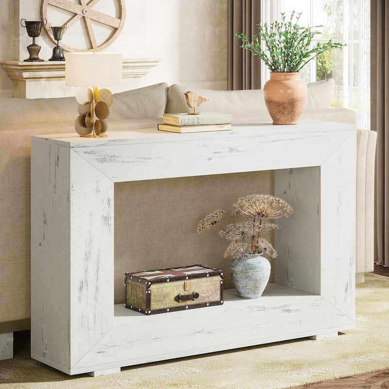 47 Inches Narrow Console Sofa Table for Entryway - 47.24" L x 11.81" W x 32.87" H - White