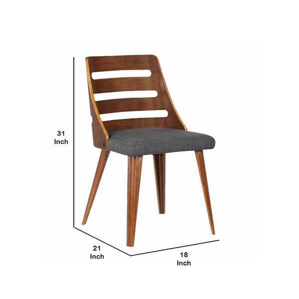 18 Inch Modern Dining Chair, Curved Wood Cut Out Back, Brown, Gray Bed Bath & Beyond 31688188