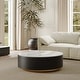 preview thumbnail 9 of 31, Modern Drum Coffee Table with Oak Veneer, Sintered Stone Coffee Table with 2 Solid Wood Drawers, Fully Assembled, White