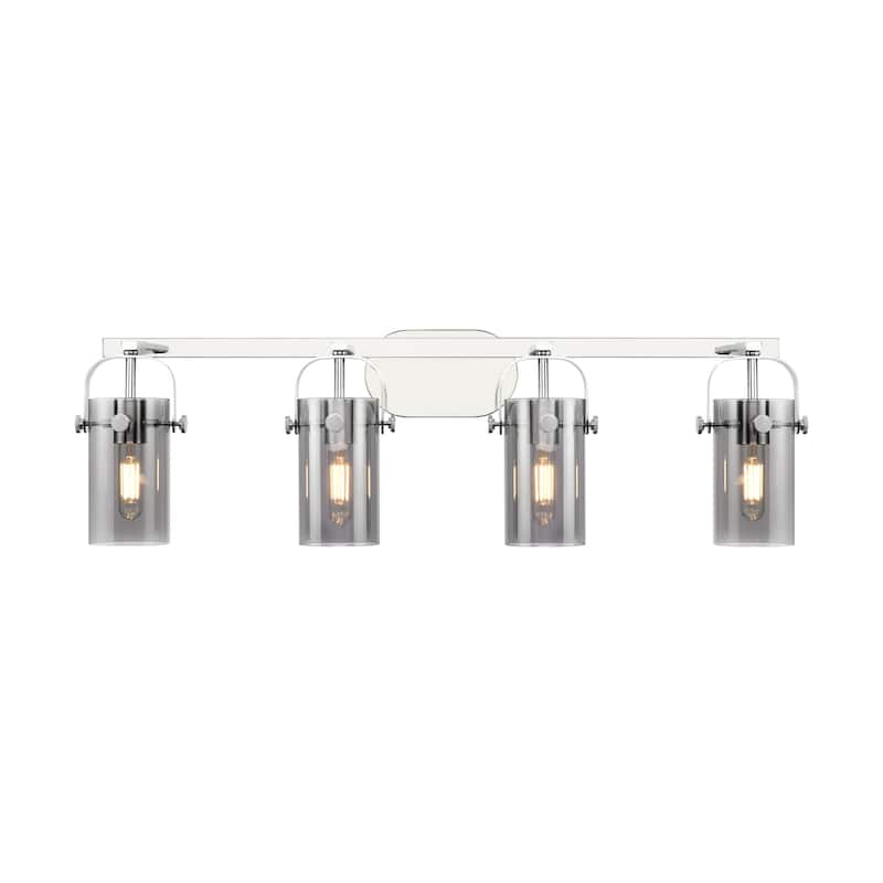 Innovations Lighting 423-4W-10-35 Pilaster II Cylinder Vanity Pilaster - Polished Chrome / Plated Smoke