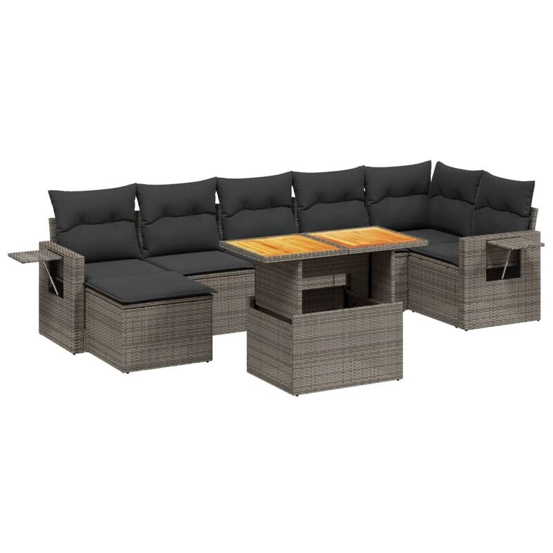 vidaXL Patio Sofa Set with Cushions Table and Sofa Modules 8 Piece Poly Rattan - 21.7 x 39.4 x 28.7