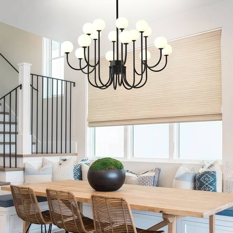 Modern Sputnik Chandelier Linear Chandeliers with Frosted Glass Globe - 16 lights - 36.6 in