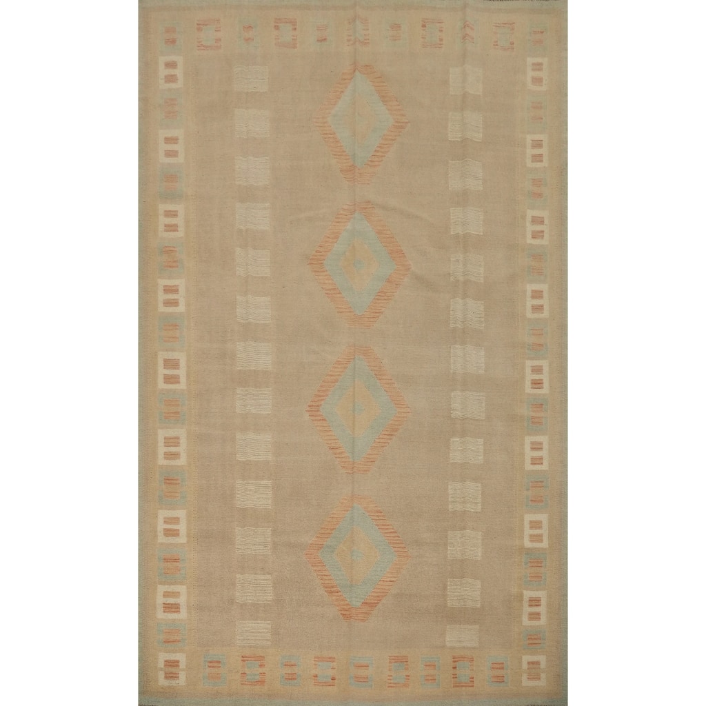 Hand Woven Oriental 100% Wool Carpet Southwestern Tribal Brown Kilim Area Rug - 11' 4'' X 7' 9''