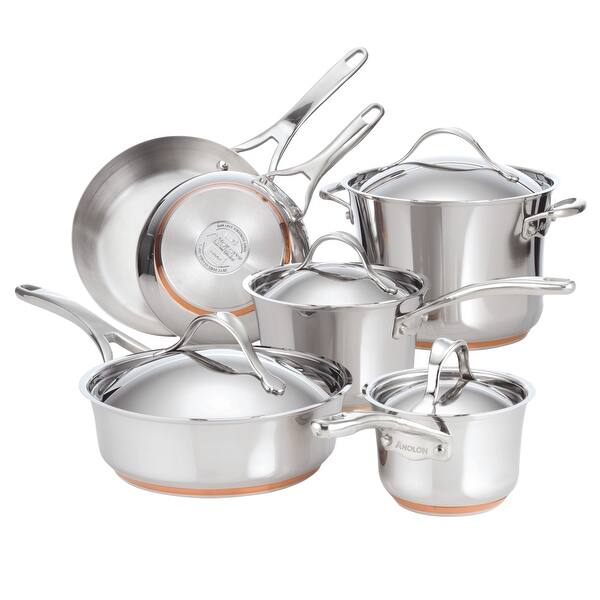 slide 1 of 20, Anolon Nouvelle Copper Stainless Steel Cookware Set, 10-Piece