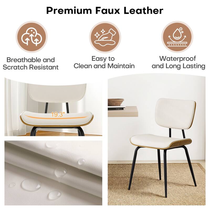 Faux Leather Upholstered Dining Chairs Set of 2/4 - 33.5"H x 19.3"W x 23"D