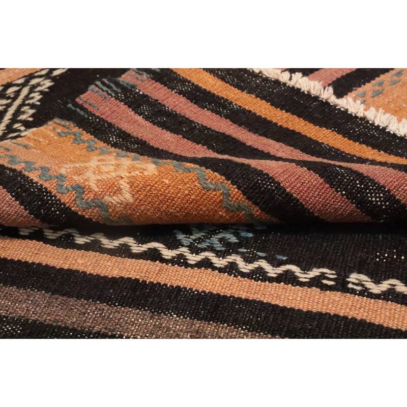 Hand Woven Oriental 100% Wool Carpet Southwestern Tribal Oranges & Rust Kilim Area Rug - 10' 9'' X 6' 4''