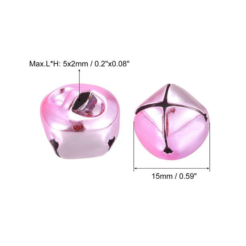 Jingle Bells, 24pcs Small Bells for Crafts DIY Christmas - Pink - 15mm