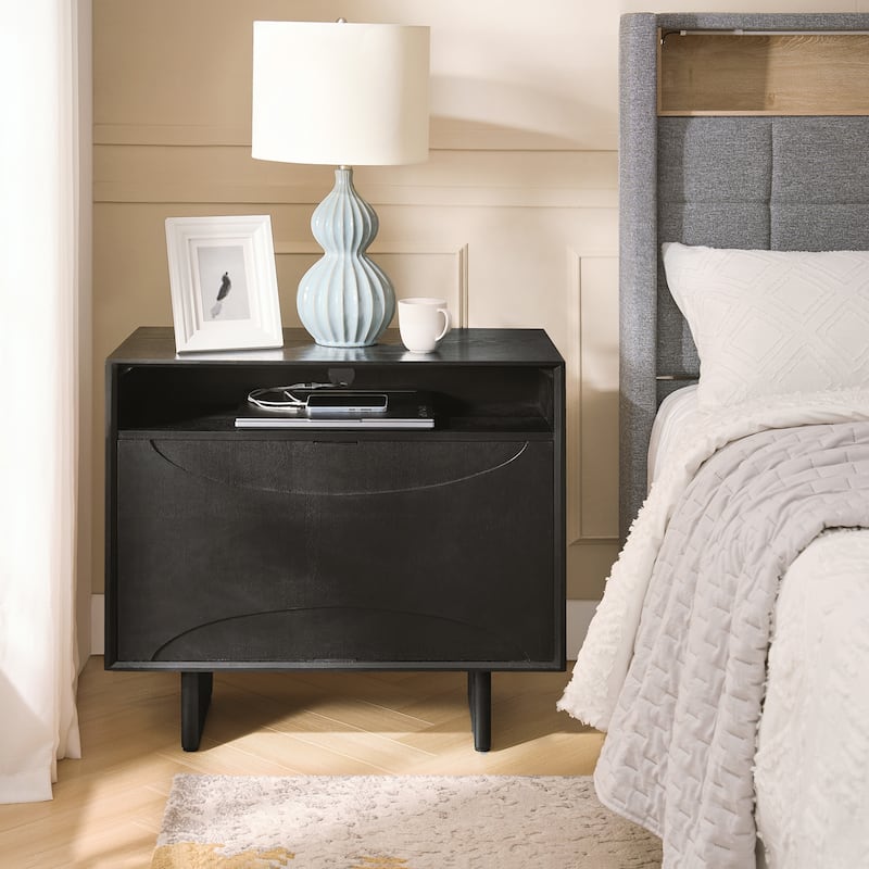 Faustus Modern 28"Tall Nightstand with Drawers by HULALA HOME - Black