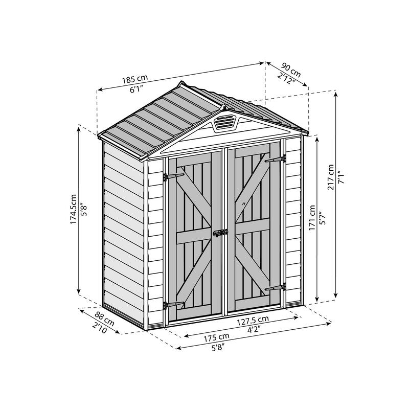 SkyLight D Dark Gray Deco Plastic Garden Outdoor Storage Shed