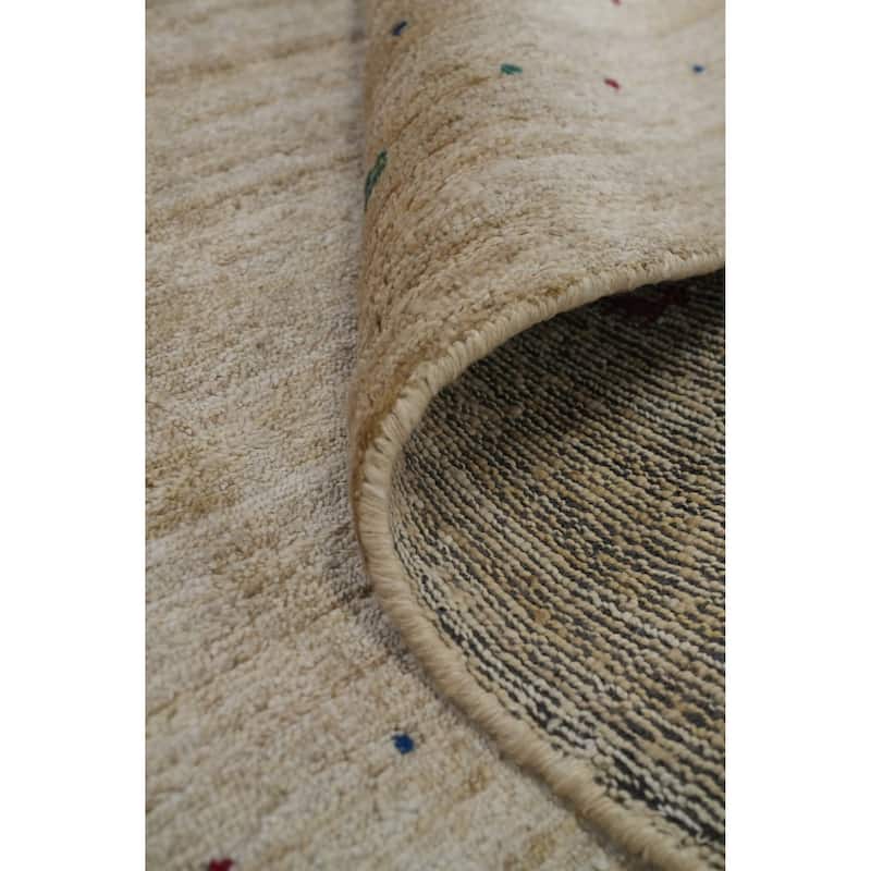 Hand Knotted Oriental Viscose Silk Carpet Tribal Animal Pictorial Beige & Ivories Gabbeh Area Rug - 11' 8'' X 8' 10''