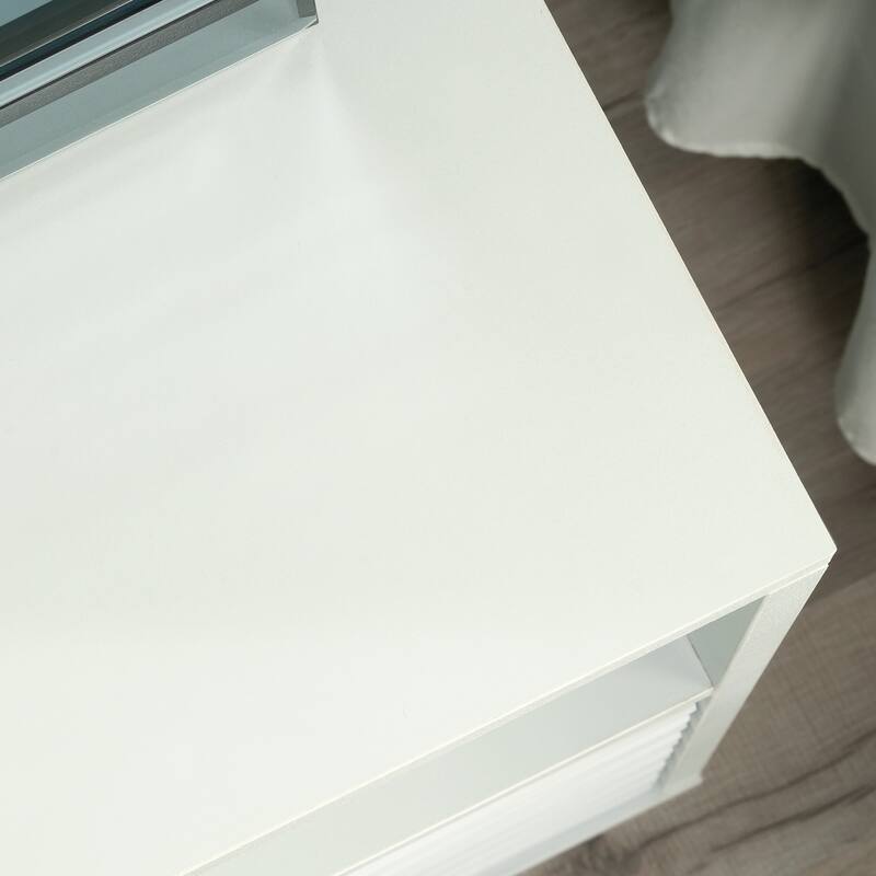 Engineered Wood Coastal Night Stand Spacious Drawer and Open Shelf , White