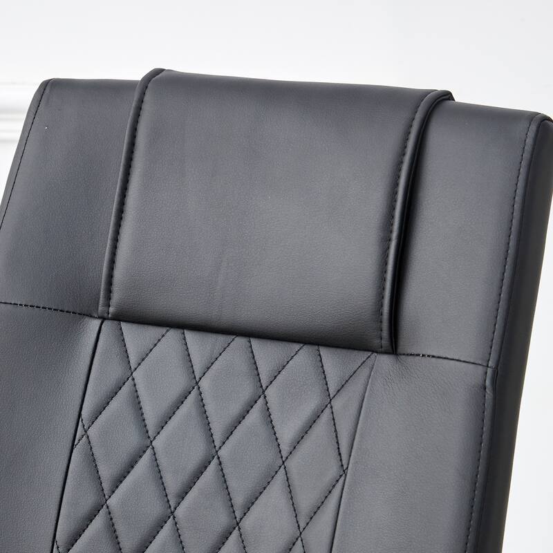 Faux Leather Dining Room Chairs with Upholstered Seat, Modern Kicthen Chairs Armless Accent Chairs with Metal Legs, Set of 4