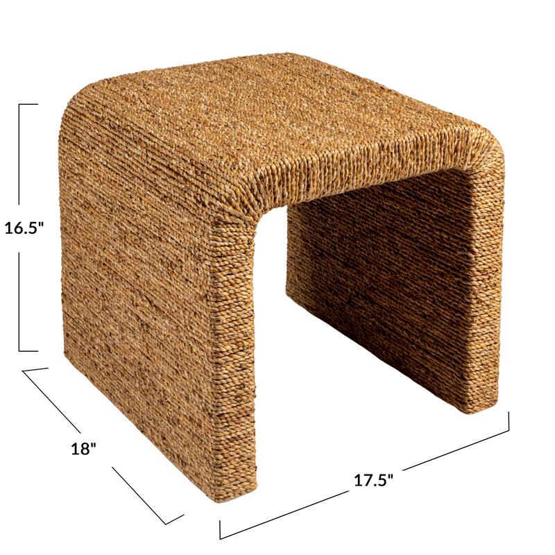 Miramar Water Hyacinth & Acacia Wood End Table with Waterfall Edge