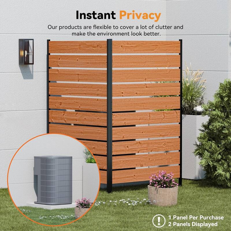 5' x 3' Wood Privacy Fence Screen (1 Panel) Natural Wood, Outdoor Privacy Fence Panel for Deck Balcony - 2.94'x5.46'