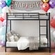 preview thumbnail 1 of 27, Twin over Full Modern Stylish Metal Floor Bunk Bed,Easy Assembly, features a Twin top bunk over a Full bottom, Black