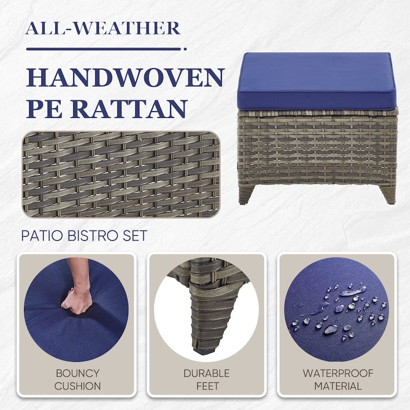 Gymojoy Rattan Chairs with Sofa and Ottoman - Grey