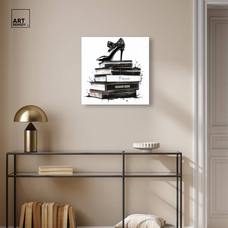 Classic Book Stack Acrylic by Art Remedy, Ready to Hang