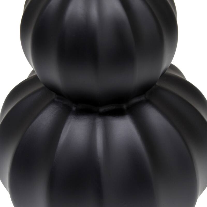 Stacked Double Gourd Ceramic Table Lamp with Tapered Shade - 12.5" - Black