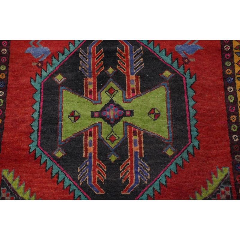 Hand Knotted Oriental 100% Wool Carpet Traditional Tribal Red Ardebil Runner Rug - 9' 8'' X 3' 6''