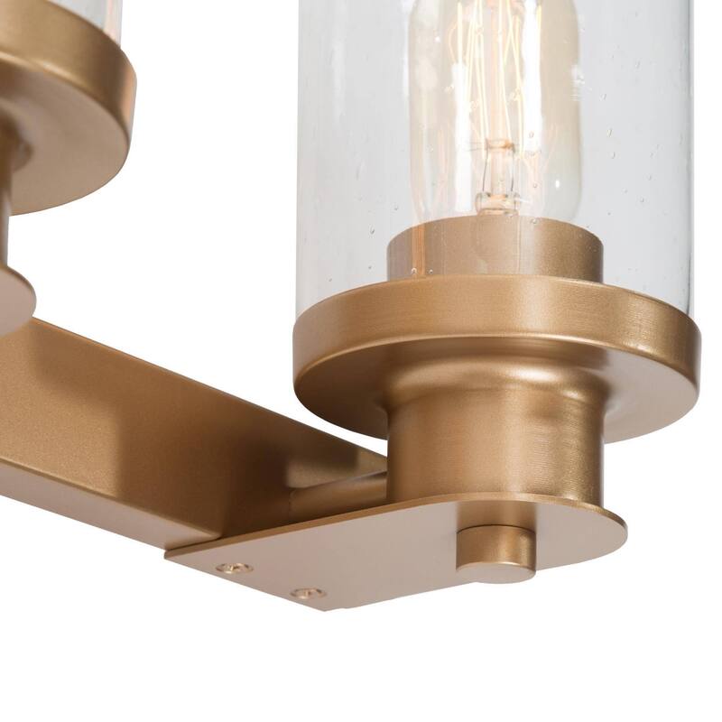 Modern Gold 3-Light Bathroom Vanity Light Cylinder Glass Wall Sconce