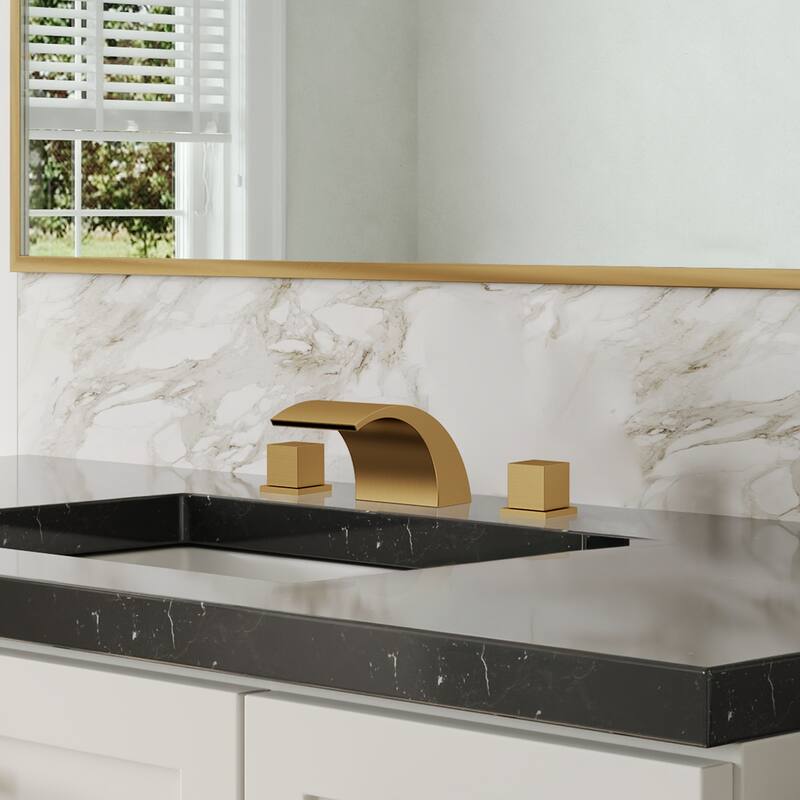 Widespread Bathroom Faucet 3 Hole, Double Handle Waterfall Bathroom Sink Faucet with Drain Assembly