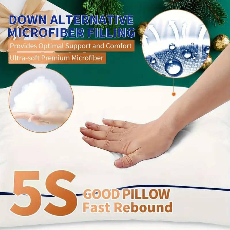 Hypoallergenic Blue Edged 100% Cotton Standard Hotel Pillow, Easy Care(1pack)