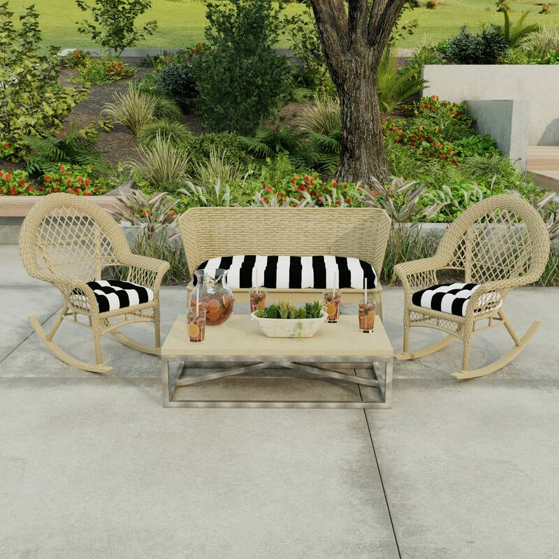 44" x 18" Outdoor Wicker Bench Cushion - 18'' L x 44'' W x 4'' H - Cabana Black