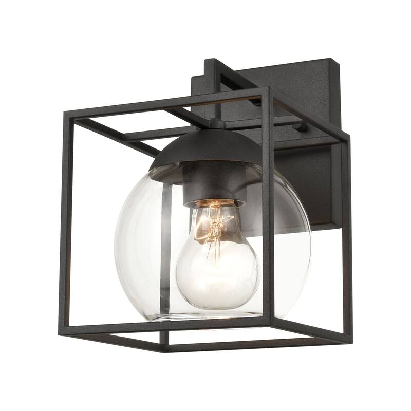 Cubed 1-Light Outdoor Sconce - Charcoal - 9 inch Tall - Charcoal