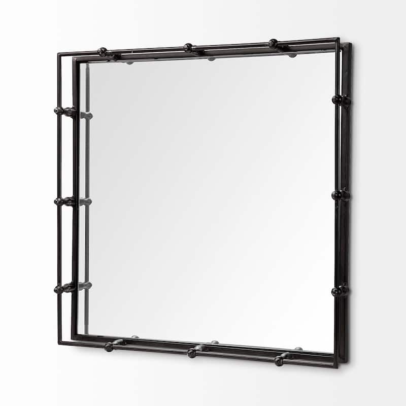 Christa Natural Metal Mirrored Base Square Tray - 22.0L x 22.0W x 3.1H