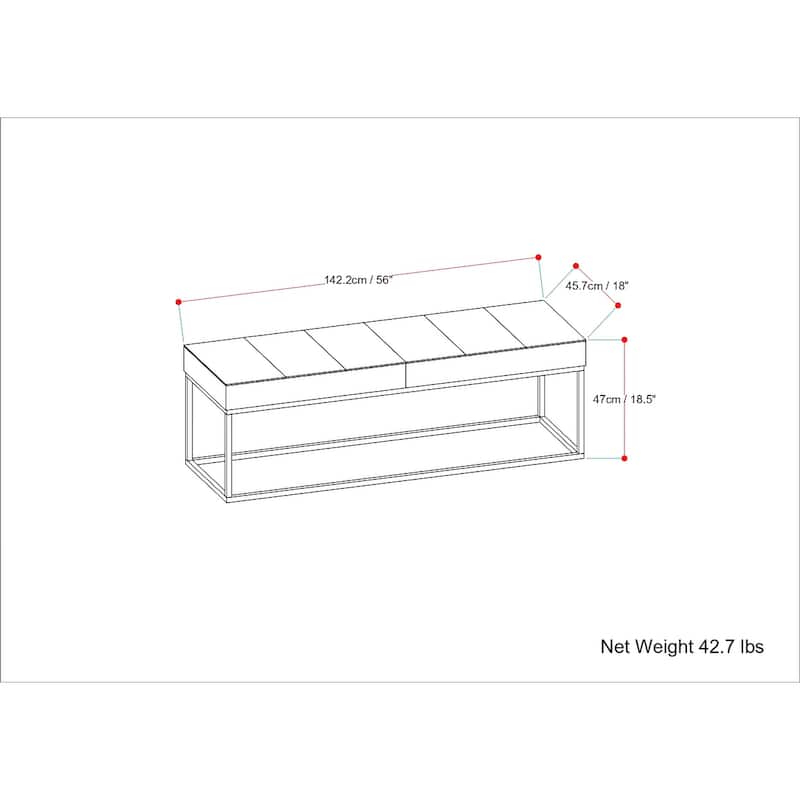 WYNDENHALL Gwendolyn 56 inch Wide Modern Rectangle Ottoman Bench in Tan Genuine Leather