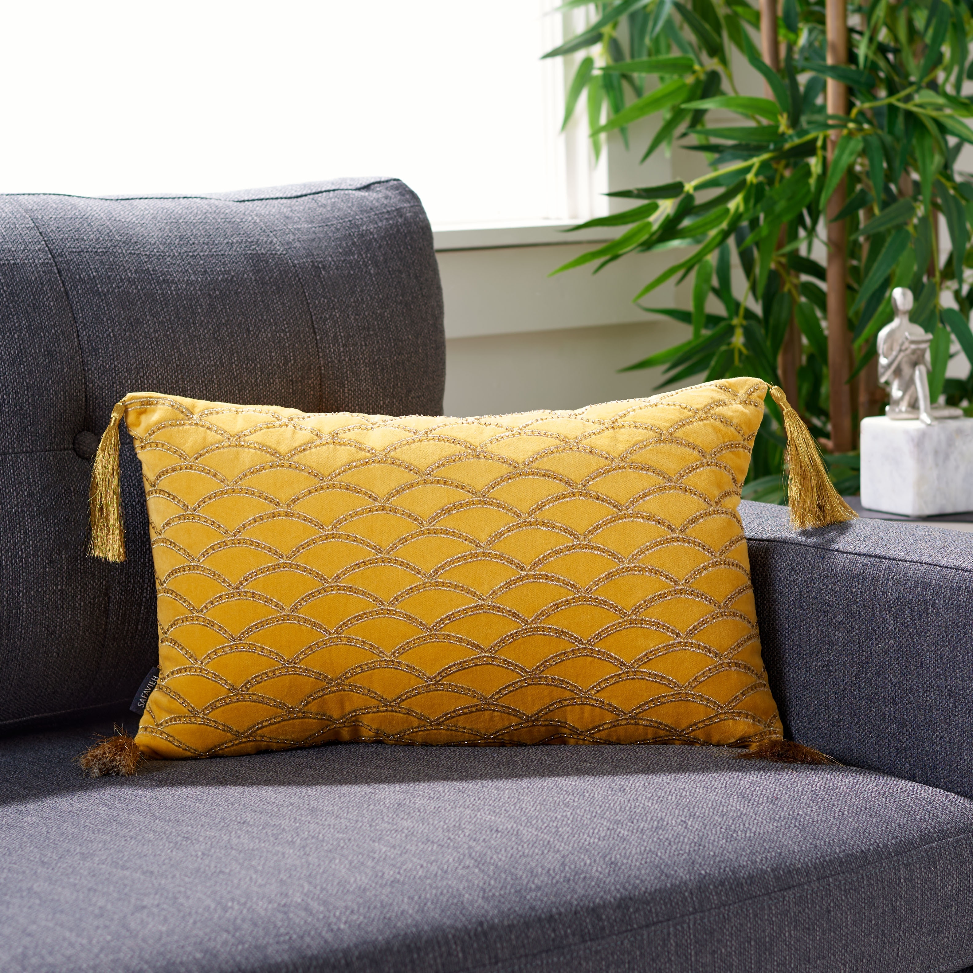 SAFAVIEH Remlin Orange Tassel 12 x 20-inch Decorative Throw Pillow