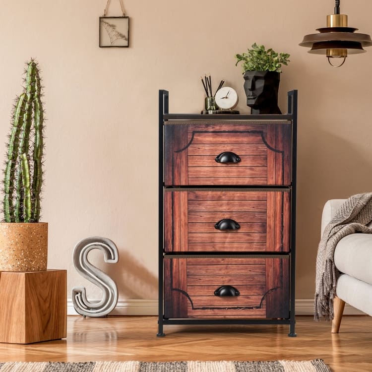 3 Drawer Fabric Dresser Storage Tower Nightstand