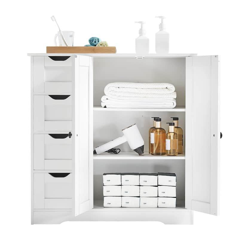 Bathroom Floor Cabinet with Drawers and Adjustable Shelf - 11.8 x 31.5 x 31.9 in