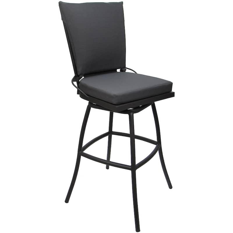 Outdoor Bar Stool Counter 26" 30" Extra Tall 34" - Jamey without Arms - Dark Gray Linen - Gray - Bar Height