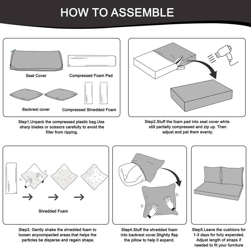 Outdoor Loveseat Cushion Set (Set of 1 Seats,48x24in, 2 Backs,24x18in )