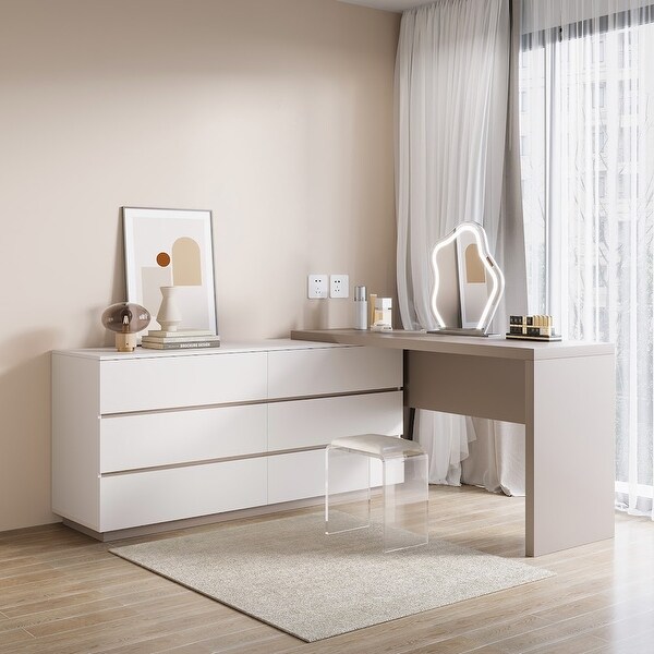 Modern Home Office Expandable Dresser Desk Combo with Drawers On Sale Bed Bath Beyond 38933014